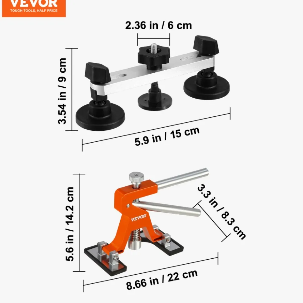VEVOR 56 PCS Dent Removal Kit, Paintless Dent Repair Kit with Golden Lifter, Bridge Puller, Car Dent Puller with Puller Tabs, Hot Glue Gun for Auto Body Dents, Hail Damage, Door Ding