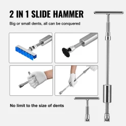 VEVOR 107 PCS Dent Removal Kit, Paintless Dent Repair Kit with Golden Lifter, Bridge Puller, Slide Hammer T-bar Dent Puller, Suction Cup Dent Puller for Auto Body Dents, Hail Damage, Door Ding