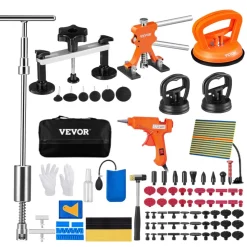 VEVOR 107 PCS Dent Removal Kit, Paintless Dent Repair Kit with Golden Lifter, Bridge Puller, Slide Hammer T-bar Dent Puller, Suction Cup Dent Puller for Auto Body Dents, Hail Damage, Door Ding