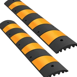 VEVOR 2pcs 6 Feet Rubber Speed Bump Driveway Modular Heavy Duty Speed Bumps 72.4 x 12 x 2.4 Inch Cable Protector Ramp for Garage Gravel Roads Asphalt Concrete
