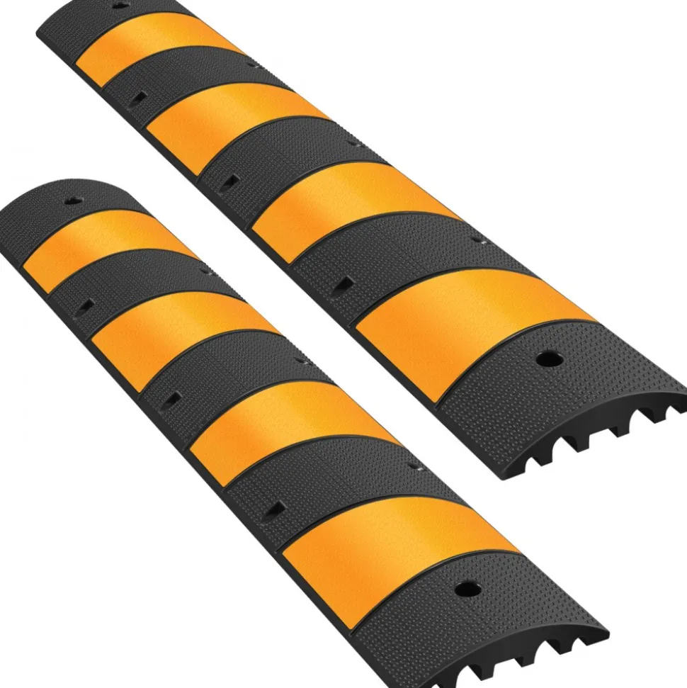 VEVOR 2pcs 6 Feet Rubber Speed Bump Driveway Modular Heavy Duty Speed Bumps 72.4 x 12 x 2.4 Inch Cable Protector Ramp for Garage Gravel Roads Asphalt Concrete