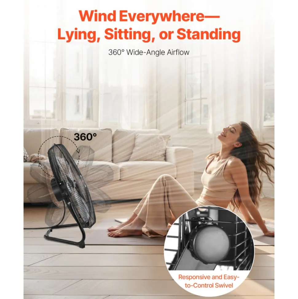 VEVOR 2 PCS Floor Fans, 3 Speeds High Velocity Heavy Duty 20 Inch Industrial Fan, 4800 CFM 360° Adjustable Tilt 21.33 ft/sec Airflow Large Metal Fan, for Gym, Home, Garage, Commercial Shop & Bedroom