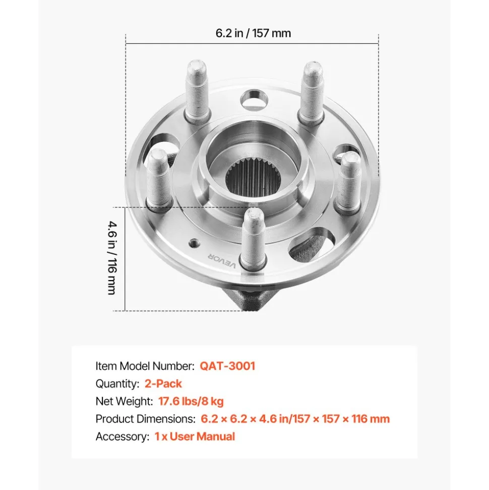 VEVOR 2PCS Front/Rear Wheel Bearing & Hub Assembly Fit for 2020 Chevy Impala LT Premier Sedan 2017 Equinox LS Sport Utility Buick Regal Cadillac XTS Livery Hearse OEM 513288, Wheel Bearing Hub Set