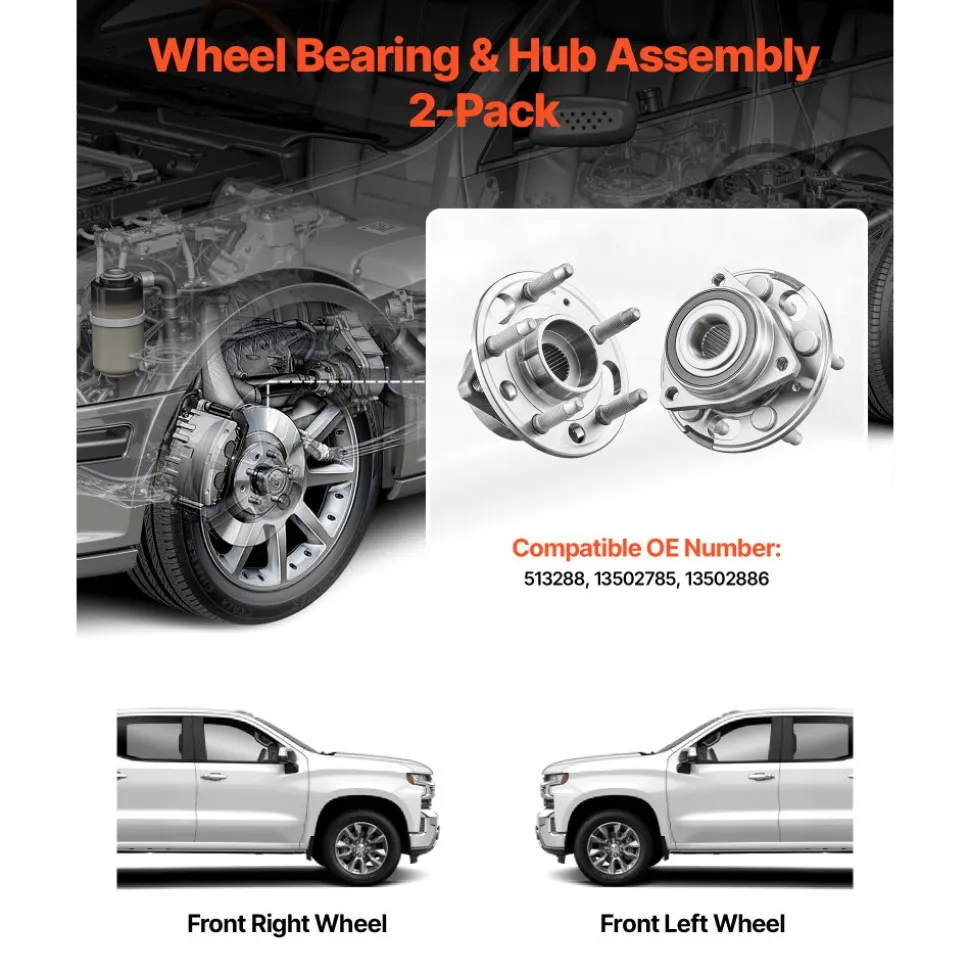 VEVOR 2PCS Front/Rear Wheel Bearing & Hub Assembly Fit for 2020 Chevy Impala LT Premier Sedan 2017 Equinox LS Sport Utility Buick Regal Cadillac XTS Livery Hearse OEM 513288, Wheel Bearing Hub Set