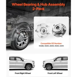 VEVOR 2PCS Front Wheel Bearing & Hub Assembly Fit for 2014-2015 Nissan Rogue Select S Sport Utility 2013 Advance 2012 Sentra SE-R Spec V Sedan 4-Door 2.5L OEM 513298, Wheel Bearing Hub Assembly Set