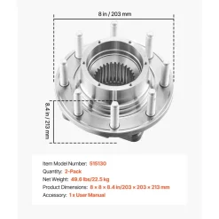 VEVOR 2PCS Front Wheel Bearing & Hub Assembly Fit for 2014-2016 Cadillac SRX Base Luxury Performance Premium Sport Utility 4-Door 3.6L OEM 513289, Wheel Bearing Hub Assembly Set, 13504971 BR930778