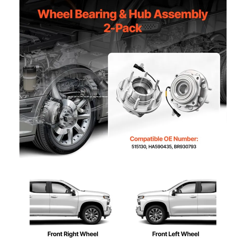VEVOR 2PCS Front Wheel Bearing & Hub Assembly Fit for 2014-2016 Cadillac SRX Base Luxury Performance Premium Sport Utility 4-Door 3.6L OEM 513289, Wheel Bearing Hub Assembly Set, 13504971 BR930778