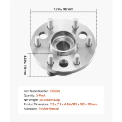 VEVOR 2PCS Front Wheel Bearing & Hub Assembly Fit for 1999-2000 Cadillac Escalade 1995-1999 Chevrolet Tahoe GMC Yukon K1500 Suburban OEM 515024, 6 Lugs with ABS Sensor, Wheel Bearing Hub Assembly Set