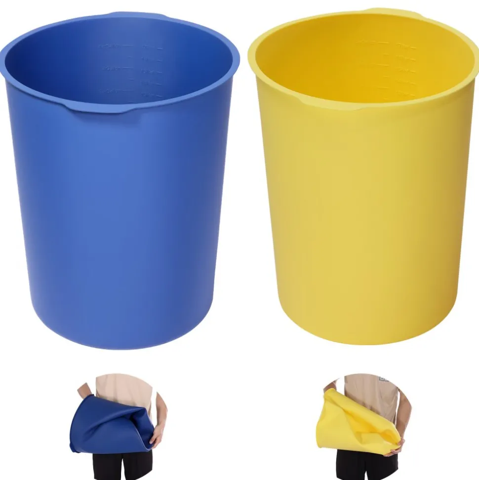 VEVOR 2 Pcs 5 Gallon Bucket Liner for Concrete Mix, Reusable Silicone Mortar Bucket Liner for Thinset Paint Concrete Epoxy Mixing, Heavy-duty Grout Mixer Insert with Measurements, Blue & Yellow