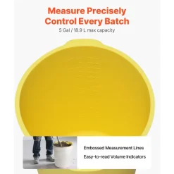 VEVOR 2 Pcs 5 Gallon Bucket Liner for Concrete Mix, Reusable Silicone Mortar Bucket Liner for Thinset Paint Concrete Epoxy Mixing, Heavy-duty Grout Mixer Insert with Measurements, Blue & Yellow
