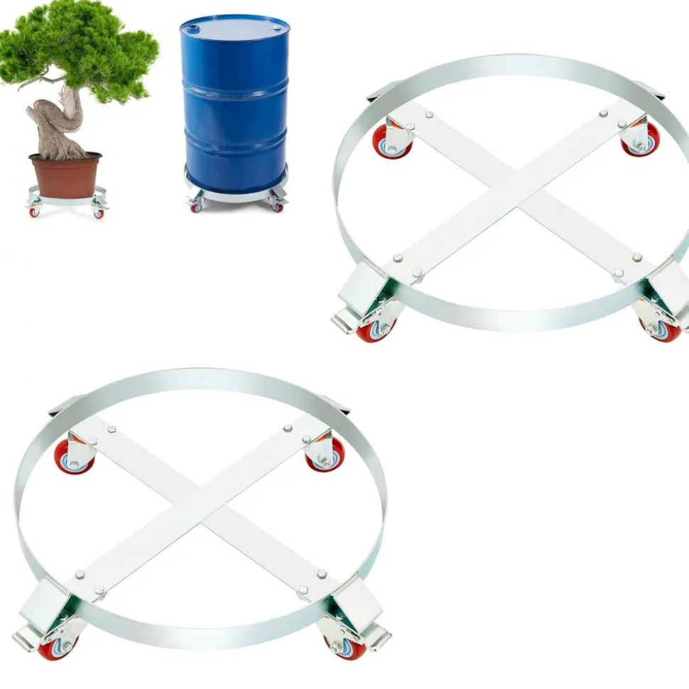 VEVOR 2PCS 55 Gallon Heavy Duty Drum Dolly, 1000 lbs Load Capacity, Barrel Dolly Cart Drum Caddy, Non Tipping Hand Truck Capacity Dollies with Steel Frame 4 Swivel Casters Wheel, for Drum Handling