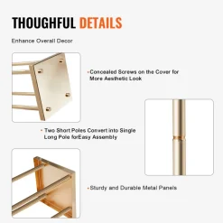 VEVOR 4PCS Gold Metal Column Wedding Flower Stand, 23.6inch High With Metal Laminate, Vase Geometric Centerpiece Stands, Cylindrical Floral Display Rack for Events Reception, Party Road Leads