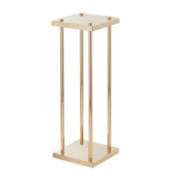 VEVOR 4PCS Gold Metal Column Wedding Flower Stand, 23.6inch High With Metal Laminate, Vase Geometric Centerpiece Stands, Cylindrical Floral Display Rack for Events Reception, Party Road Leads