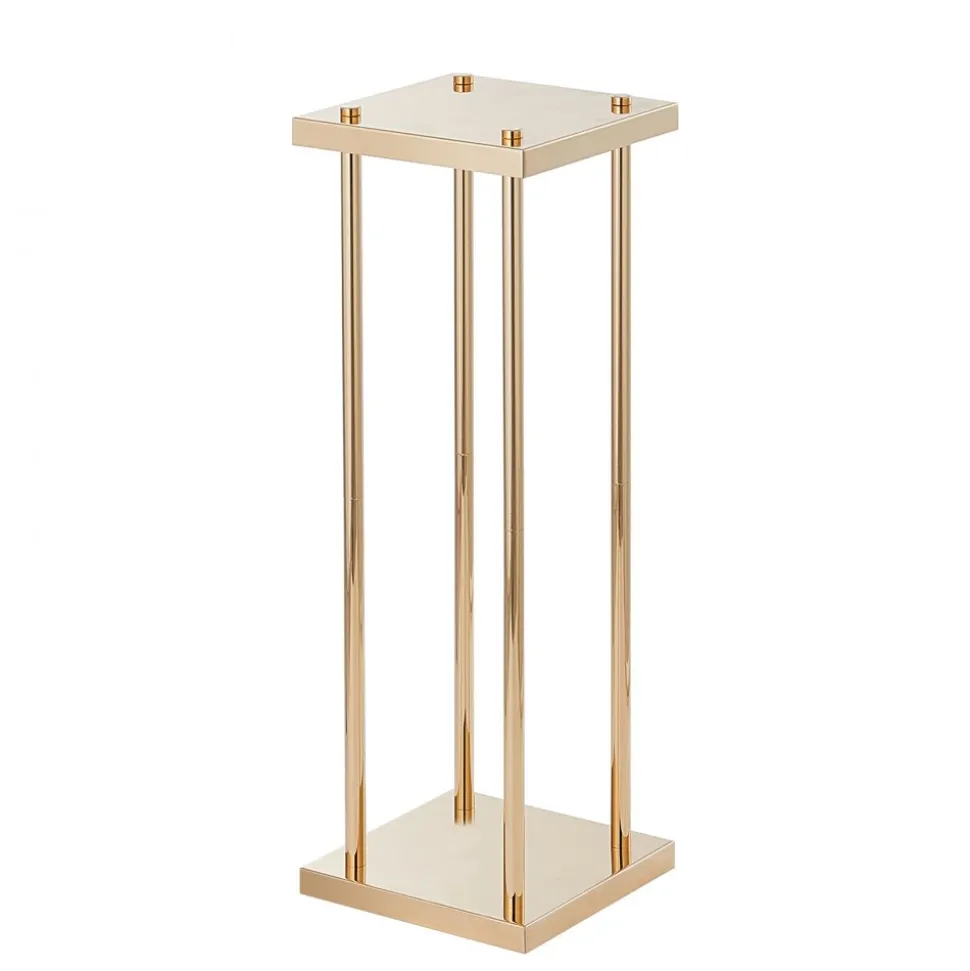 VEVOR 4PCS Gold Metal Column Wedding Flower Stand, 23.6inch High With Metal Laminate, Vase Geometric Centerpiece Stands, Cylindrical Floral Display Rack for Events Reception, Party Road Leads