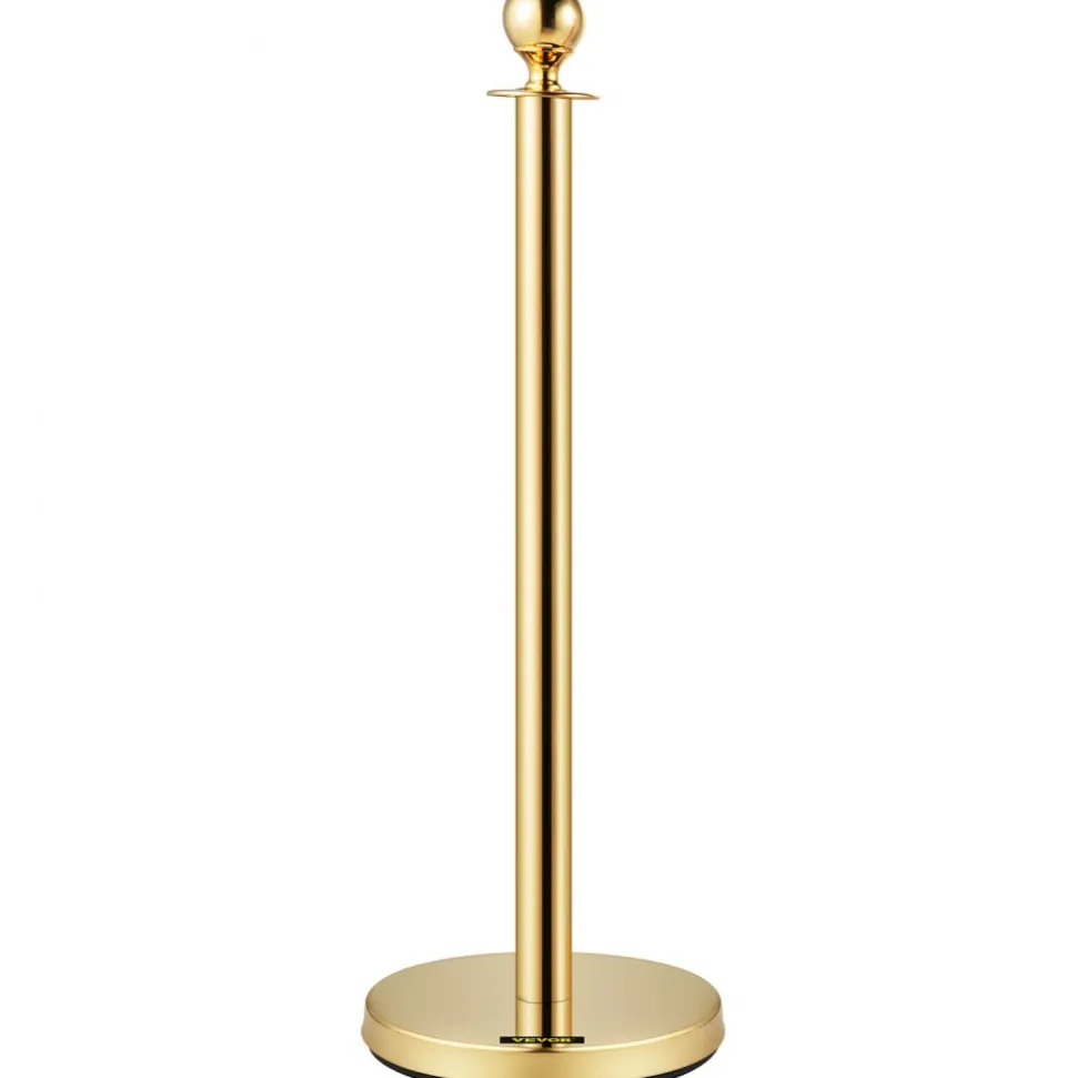 VEVOR 4PCS Gold Stanchion Posts Queue, 38 Inch Red Velvet Rope, Crowd Control Barriers Queue Line Rope, Barriers for Party Supplies