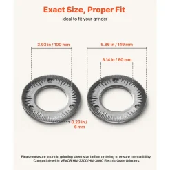 VEVOR 2PCS Grinding Sheets for Electric Grain Mill Grinder, Cast Iron Dry Grinding Discs, Replacement Grinding Plates Compatible with VEVOR HN-2200, HN-3000 Corn Spice Mill Grinder