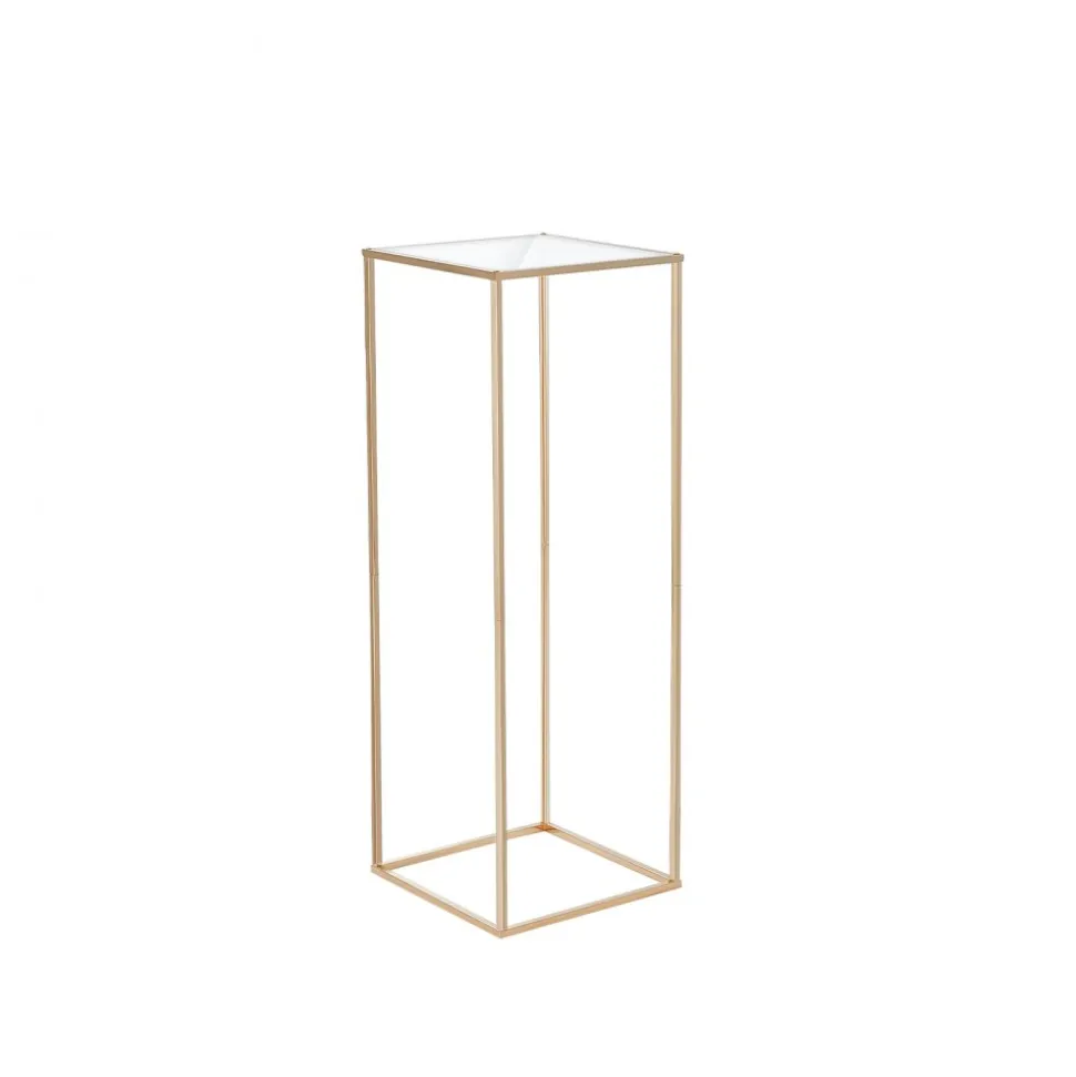 VEVOR 10PCS 31.5inch High Wedding Flower Stand, With Acrylic Laminate,Metal Vase Column Geometric Centerpiece Stands, Gold Rectangular Floral Display Rack for Events Reception, Party Decoration