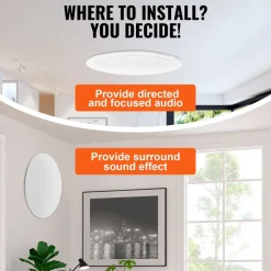 VEVOR 4 PCs 8 Inch in Ceiling Speakers, 100-Watts, Flush Mount Ceiling & in-Wall Speakers System with 8ΩImpedance 89dB Sensitivity, for Home Kitchen Living Room Bedroom or Covered Outdoor Porches