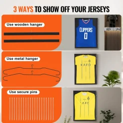 VEVOR 2PCs Jersey Display Frame Case, 23.3x31.2x1.5 in, Large Lockable Sport Jersey Shadow Box with 98% UV Protection PC Glass and Hangers, for Baseball Basketball Football Hockey Shirt and Uniform