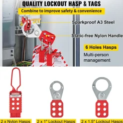 VEVOR 43 PCS Lockout Tagout Kits, Electrical Safety Loto Kit Includes Padlocks, 5 Kinds of Lockouts, Hasps, Tags & Ties, Box, Lockout Safety Tools for Electrical Risk Removal in Industrial, Machinery