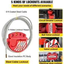 VEVOR 42 PCS Lockout Tagout Kits, Electrical Safety Loto Kit Includes Padlocks, 5 Kinds of Lockouts, Hasps, Tags & Ties, Box, Lockout Safety Tools for Electrical Risk Removal in Industrial, Machinery