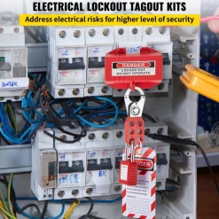 VEVOR 42 PCS Lockout Tagout Kits, Electrical Safety Loto Kit Includes Padlocks, 5 Kinds of Lockouts, Hasps, Tags & Ties, Box, Lockout Safety Tools for Electrical Risk Removal in Industrial, Machinery