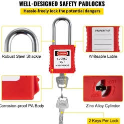 VEVOR 58 PCS Lockout Tagout Kits, Electrical Safety Loto Kit Includes Padlocks, Lockout Station, Hasp, Tags & Zip Ties, Lockout Tagout Safety Tools for Industrial, Electric Power, Machinery