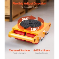 VEVOR 4PCS Machinery Skate Dolly, 17637 LBS/8T Industrial Machinery Mover, Heavy Duty Carbon Steel Machinery Moving Skate with 4 PU Wheels and 360° Rotation Non-Slip Cap for Warehouse, Workshop, Facto