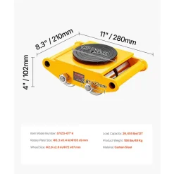 VEVOR 4PCS Machinery Skate Dolly, 26455LBS/12T Industrial Machinery Mover, Heavy Duty Carbon Steel Machinery Moving Skate & 4 Carbon Steel Wheels and 360° Rotation Non-slip Cap for Warehouse, Factory