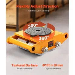 VEVOR 4PCS Machinery Skate Dolly, 26455LBS/12T Industrial Machinery Mover, Heavy Duty Carbon Steel Machinery Moving Skate & 4 Carbon Steel Wheels and 360° Rotation Non-slip Cap for Warehouse, Factory