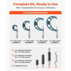 VEVOR 4 PCS Micrometer Set, 0-1