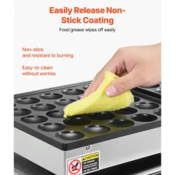 VEVOR 50PCS Mini Dutch Pancake Maker, Non-stick Stainless Steel Dorayaki Baker, 1800W Commercial Electric Poffertjes Grill Pan, Dual Temp & Time Control, for Kitchen Restaurant Breakfast Dessert