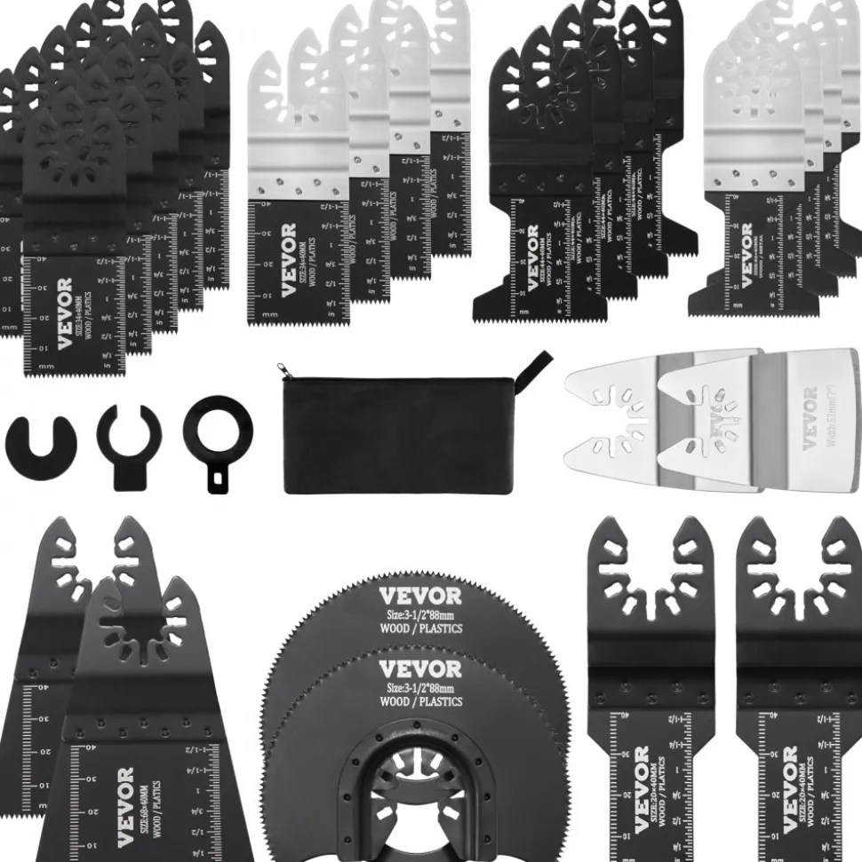 VEVOR 30PCS Multi Tool Blades Kits, Universal Quick Release Oscillating Saw Blades, 8 Types Wood Metal Plastic Oscillating Tool Blades, Fit Dewalt Bosch Milwaukee Hitachi Chicago Craftsman