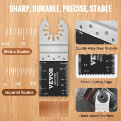 VEVOR 30PCS Multi Tool Blades Kits, Universal Quick Release Oscillating Saw Blades, 8 Types Wood Metal Plastic Oscillating Tool Blades, Fit Dewalt Bosch Milwaukee Hitachi Chicago Craftsman