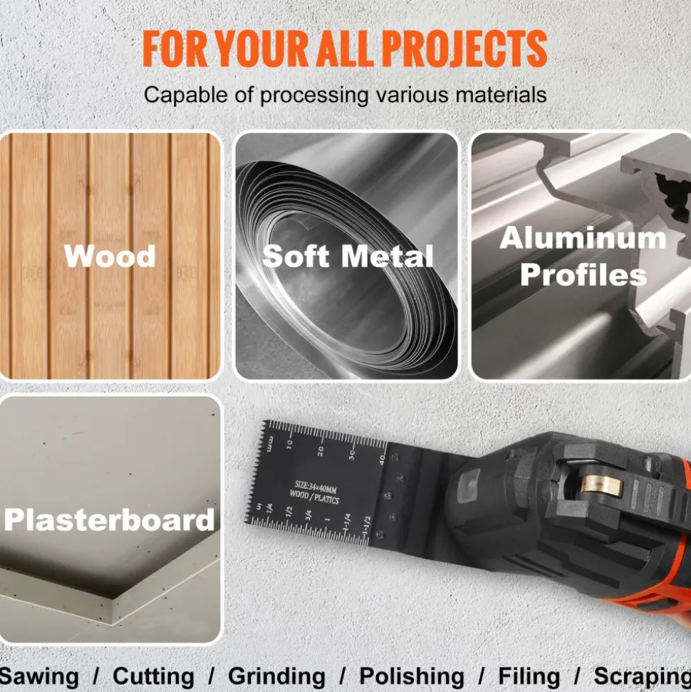 VEVOR 50PCS Oscillating Saw Blades, Universal Quick Release Oscillating Saw Blades, Multitool Tool Blades for Wood Plastic Aluminum, Fit Dewalt Bosch Milwaukee Hitachi Chicago Craftsman