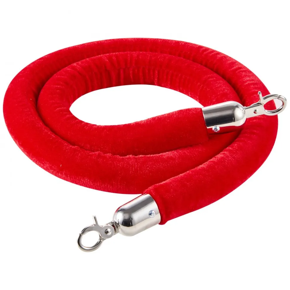 VEVOR 4 Pcs Red Velvet Stanchion Ropes, 5 ft Crowd Control Stanchion Red Velvet Ropes with Silver Hooks, Post Queue Barrier Carpet Rope for Carpet Events Movie Theaters Grand Openings Hotels Party