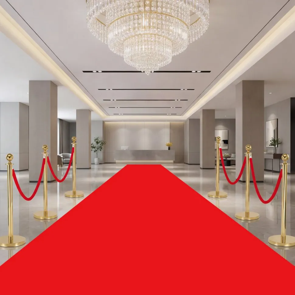 VEVOR 4 Pcs Red Velvet Stanchion Ropes, 5 ft Crowd Control Stanchion Red Velvet Ropes with Silver Hooks, Post Queue Barrier Carpet Rope for Carpet Events Movie Theaters Grand Openings Hotels Party