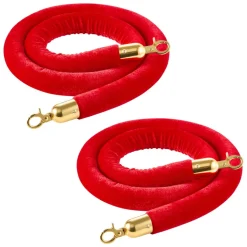 VEVOR 2 Pcs Red Velvet Stanchion Ropes, 5 ft Crowd Control Stanchion Red Velvet Ropes with Gold Hooks, Post Queue Barrier Carpet Rope for Carpet Events Movie Theaters Grand Openings Hotels Party