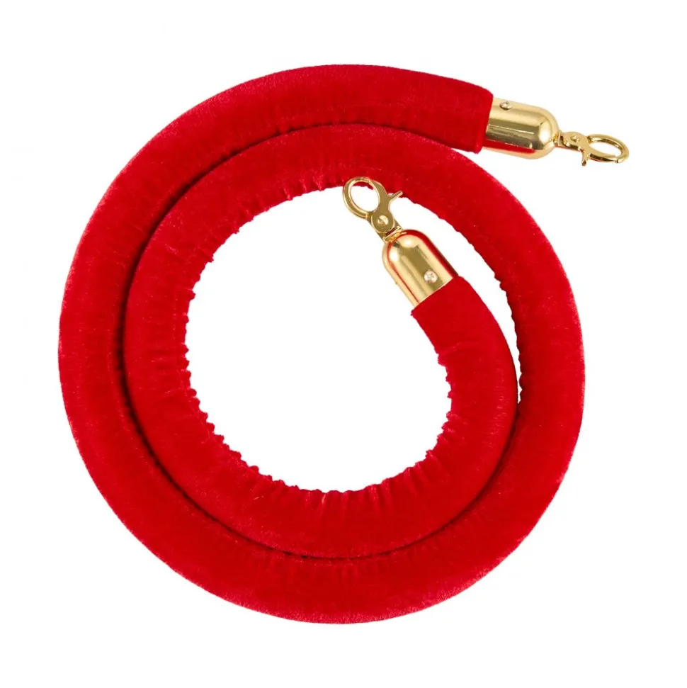 VEVOR 2 Pcs Red Velvet Stanchion Ropes, 5 ft Crowd Control Stanchion Red Velvet Ropes with Gold Hooks, Post Queue Barrier Carpet Rope for Carpet Events Movie Theaters Grand Openings Hotels Party