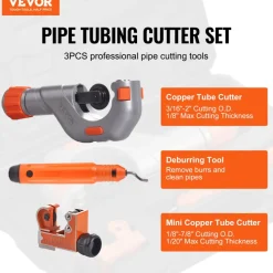 VEVOR 3PCS Tubing Cutter Set - Heavy Duty Pipe Cutter 3/16