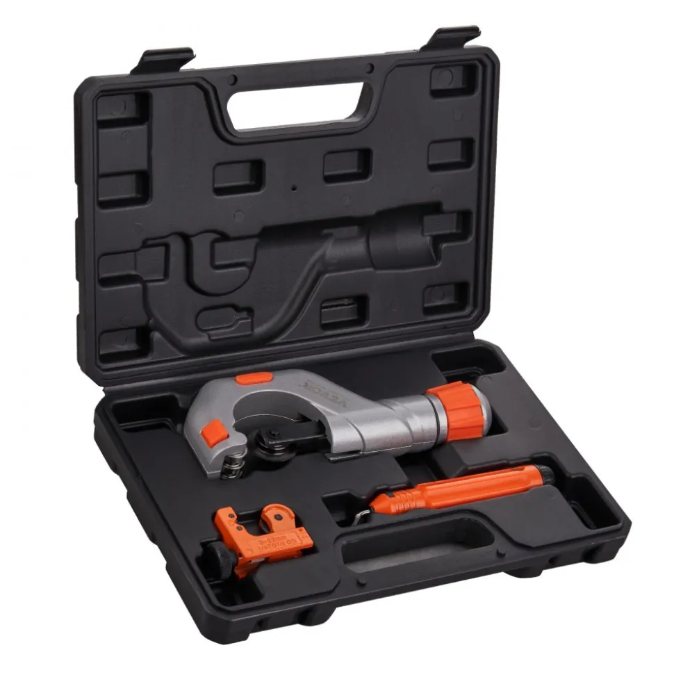 VEVOR 3PCS Tubing Cutter Set - Heavy Duty Pipe Cutter 3/16"-2"OD, Mini Tube Cutter 1/8"-7/8" & Deburring Tool, Professional Ultimate Pipe Cutter Set for Stainless Steel, Copper, Aluminum, Plastic Pipe