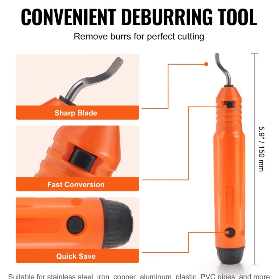 VEVOR 3PCS Tubing Cutter Set - Heavy Duty Pipe Cutter 3/16"-2"OD, Mini Tube Cutter 1/8"-7/8" & Deburring Tool, Professional Ultimate Pipe Cutter Set for Stainless Steel, Copper, Aluminum, Plastic Pipe