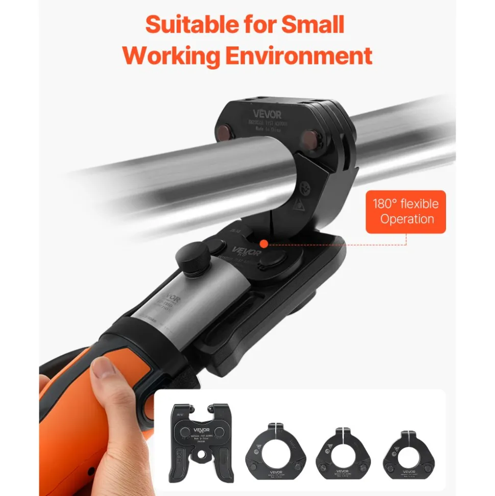 VEVOR 7PCS VMP Pressing Kit 1/2" to 2" - 3PCS Press Jaws, 3PCS Press Rings, 1PCS Actuator - Compatible with Megapress Carbon Steel Pipes, Work with 32KN Standard Press Tools - with Case