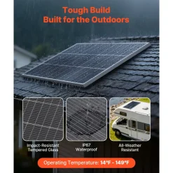 VEVOR 2PCS 100W Bifacial Solar Panels, 23% High-Efficiency N-Type Monocrystalline PV Module with MC4 Output & Aluminum Frame, IP67 Waterproof Solar Panel for Car Boat RV Flat Rooftop Off-Grid