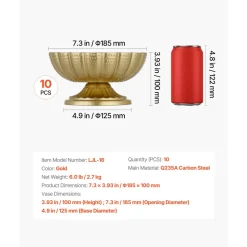 VEVOR 10 PCS Wedding Flower Vase, 4.7 in Mini Flower Table Centerpieces, Small Floral Bowl Decorative Easy Installation, Versatile Arrangement Stand for Party Events Home Decor Reception, Gold