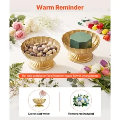 VEVOR 10 PCS Wedding Flower Vase, 4.7 in Mini Flower Table Centerpieces, Small Floral Bowl Decorative Easy Installation, Versatile Arrangement Stand for Party Events Home Decor Reception, Gold