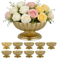 VEVOR 10 PCS Wedding Flower Vase, 4.7 in Mini Flower Table Centerpieces, Small Floral Bowl Decorative Easy Installation, Versatile Arrangement Stand for Party Events Home Decor Reception, Gold