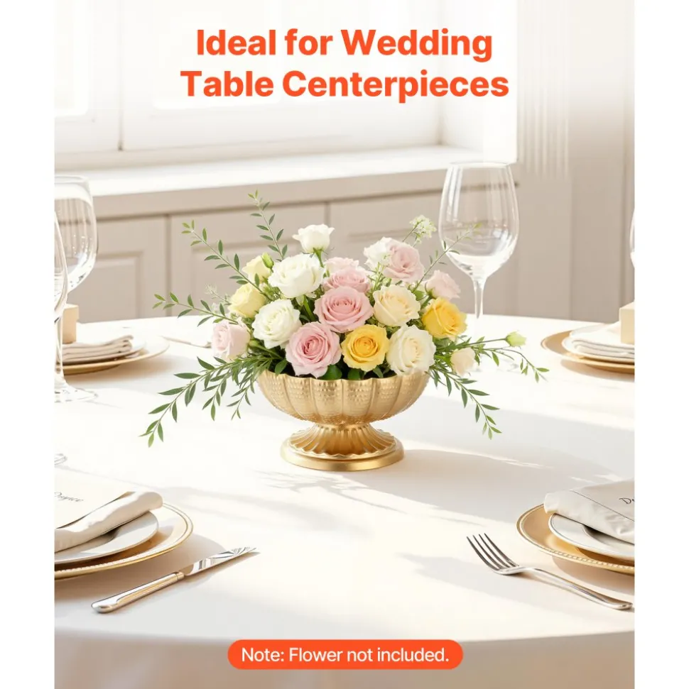 VEVOR 10 PCS Wedding Flower Vase, 4.7 in Mini Flower Table Centerpieces, Small Floral Bowl Decorative Easy Installation, Versatile Arrangement Stand for Party Events Home Decor Reception, Gold
