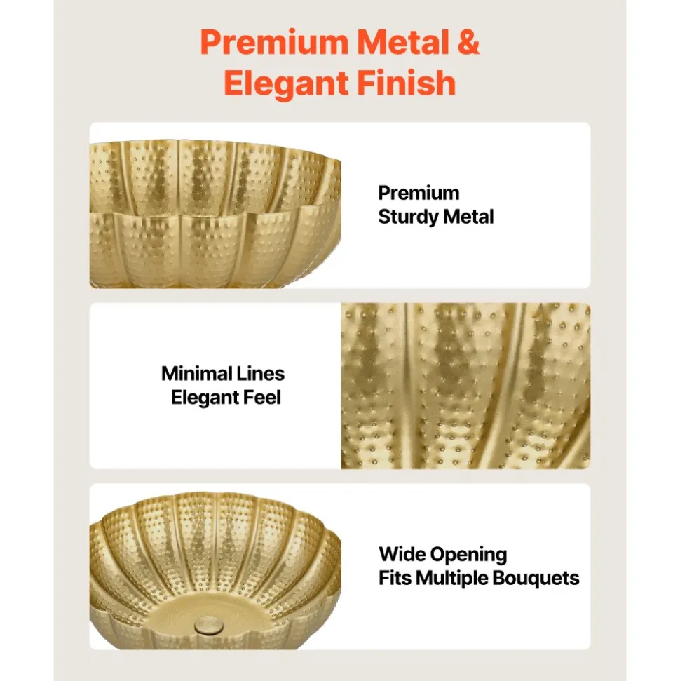 VEVOR 10 PCS Wedding Flower Vase, 4.7 in Mini Flower Table Centerpieces, Small Floral Bowl Decorative Easy Installation, Versatile Arrangement Stand for Party Events Home Decor Reception, Gold