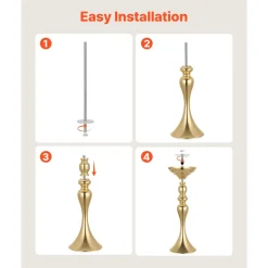 VEVOR 16 PCS Wedding Flower Vase, 15 in Tall Flower Table Centerpieces, Crystal Banquet Vases Easy Installation, Electroplated Versatile Arrangement Stand for Party Events Home Decor Reception, Gold